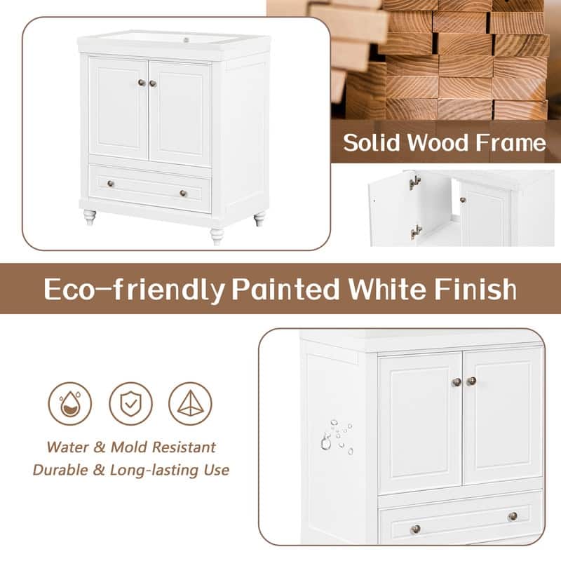 30" 2-door Bathroom Vanity with Sink and Drawer