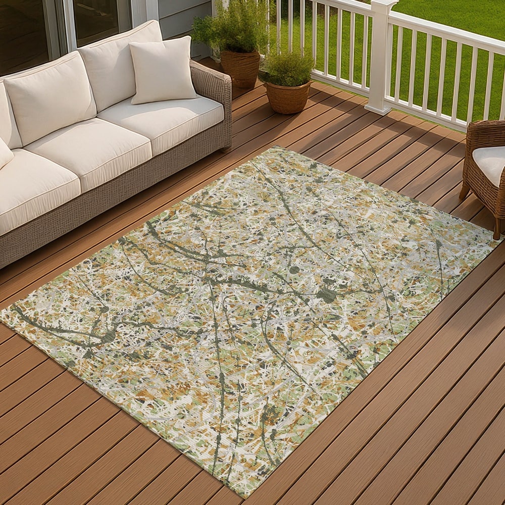 Machine Washable Indoor/ Outdoor Modern Splatter Chantille Rug