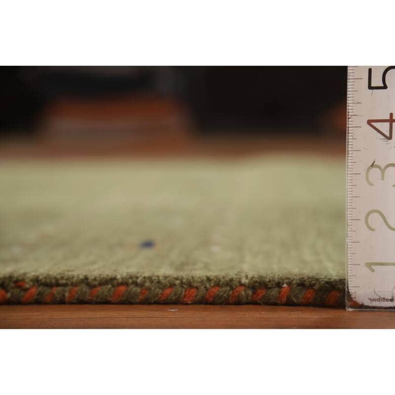 Hand Knotted Oriental 100% Wool Carpet Tribal Animal Pictorial Green Gabbeh Area Rug - 7' 8'' X 4' 11''