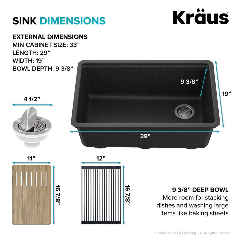 KRAUS Bellucci Workstation Undermount Granite Composite Kitchen Sink