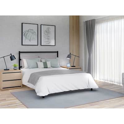 Queen Size Platform Bed Frame - Modern Bedroom Furniture with Metal Legs - Black Finish