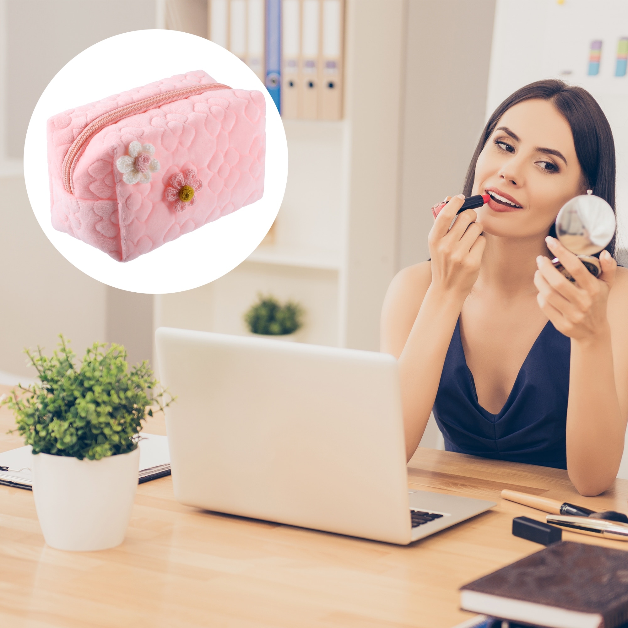 1Pcs Travel Makeup Bag, Makeup Brush Holder, Makeup Organizer Bag, Cosmetics Storage Bag, Portable, Cloth