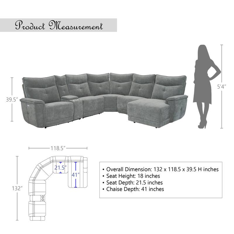 Avenue Power Modular Reclining Sectional Sofa with Right Chaise