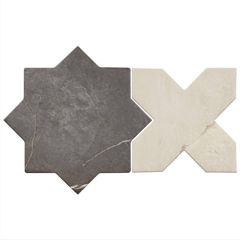 Merola Tile Istanbul Star Night with Day Cross 6" x 12" Porcelain Floor and Wall Tile - Case (32 Tiles)