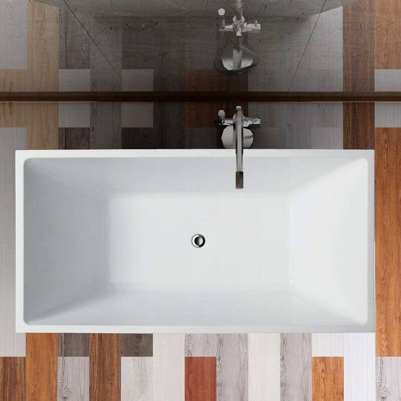 Vanity Art 67 inch Freestanding Acrylic Bathtub with Pop-up Drain