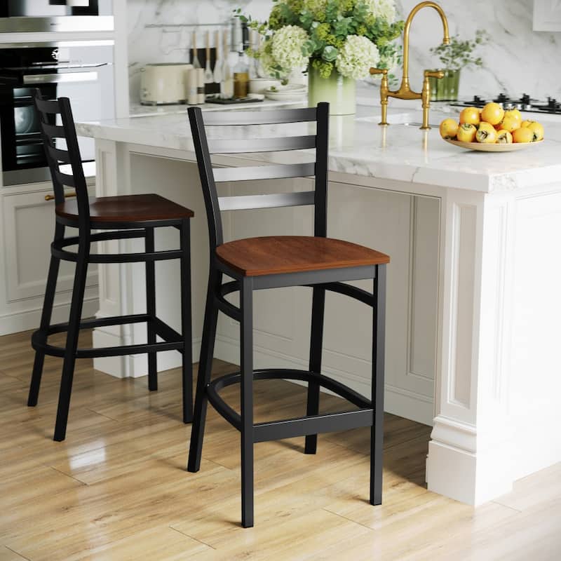 Ladder Back Metal Restaurant Barstool - 17"W x 18"D x 42.25"H - 17"W x 18"D x 42.25"H