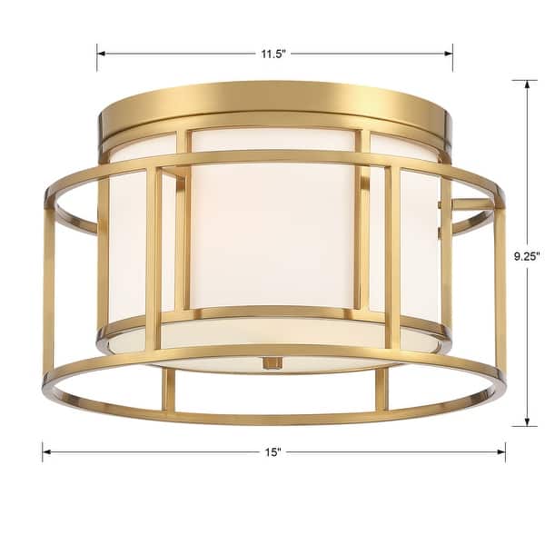 Brian Patrick Flynn for Crystorama Hulton 2 Light Luxe Gold Ceiling Mount - 15''W x 9''H