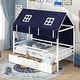 preview thumbnail 6 of 8, Costway Twin House Bed Solid Wood Playhouse Bed Low Loft Bed with Tent