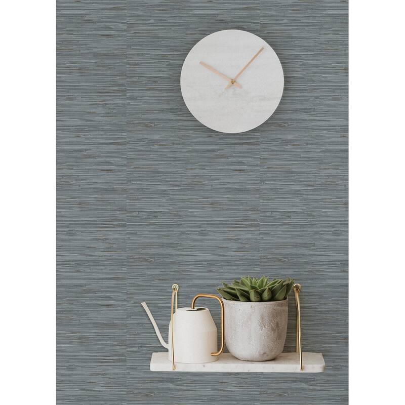 NuWallpaper Faux Grassweave Blue Peel and Stick Wallpaper