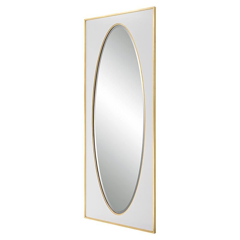 Rectangular Framed Wall Mirror - 80" - White and Gold