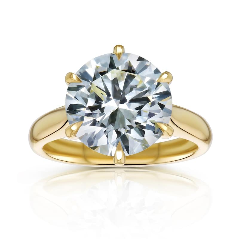 Kobelli 5.55 Carat Natural Diamond GIA Certified 14k Solid Gold Round Solitaire Cathedral 6-Prong One-of-a-Kind Red Carpet Ring