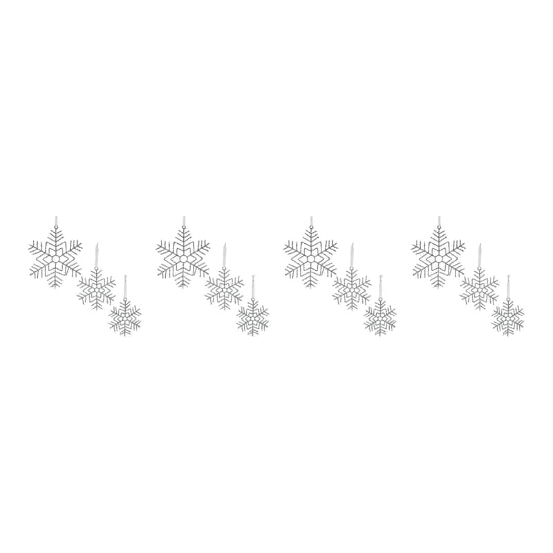 Tinsel Snowflake Christmas Ornaments - 16.25" - 12ct