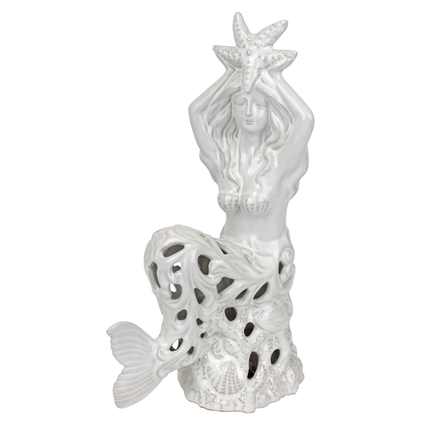 11.75" MERMAID WITH STARFISH Light-Up LED