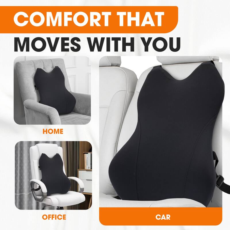 Cheer Collection Lumbar Support Pillow for Car with Memory Foam and Washable Cover