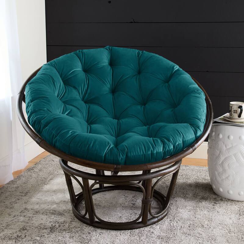 Sorra Home Solid Velvet Indoor Papasan Cushion - Nile 44 in W x 44 in W x 4 in H