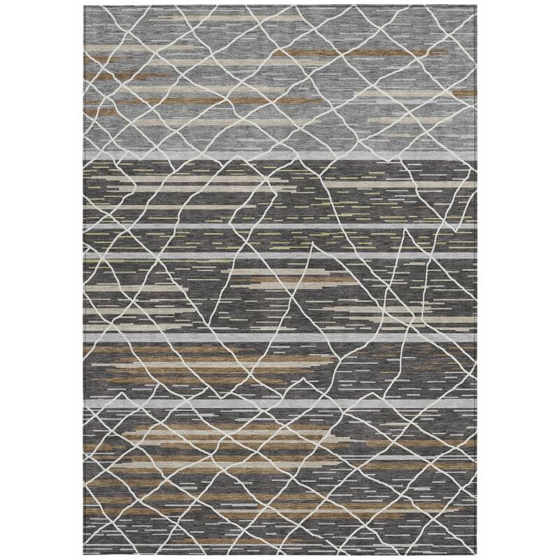 HomeRoots Striped Modern Rectangle Outdoor Rug