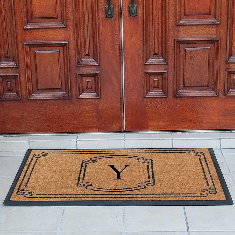 A1HC Natural Coir Monogrammed Door Mat For Front Door, 30"x48"