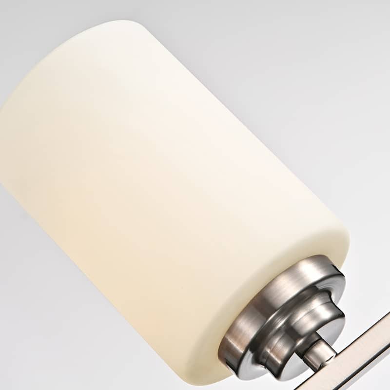 Brushed Nickel 2-Light Vanity Lights with White Etched Glass Shades