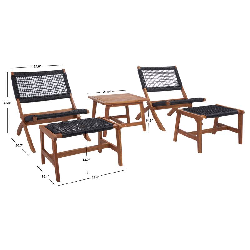 SAFAVIEH Lissy Acacia/ Rope Outdoor Chair & Table Set - 24W x 28D x 31H