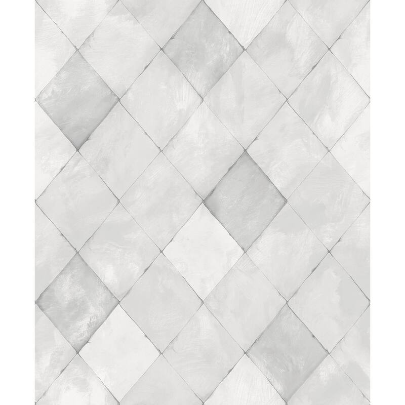 Galerie Wallcoverings Kitchen Recipes Geometric Tiles Vinyl on Non-woven Matte Wallpaper Roll - 33 feet x 21 inches - Grey