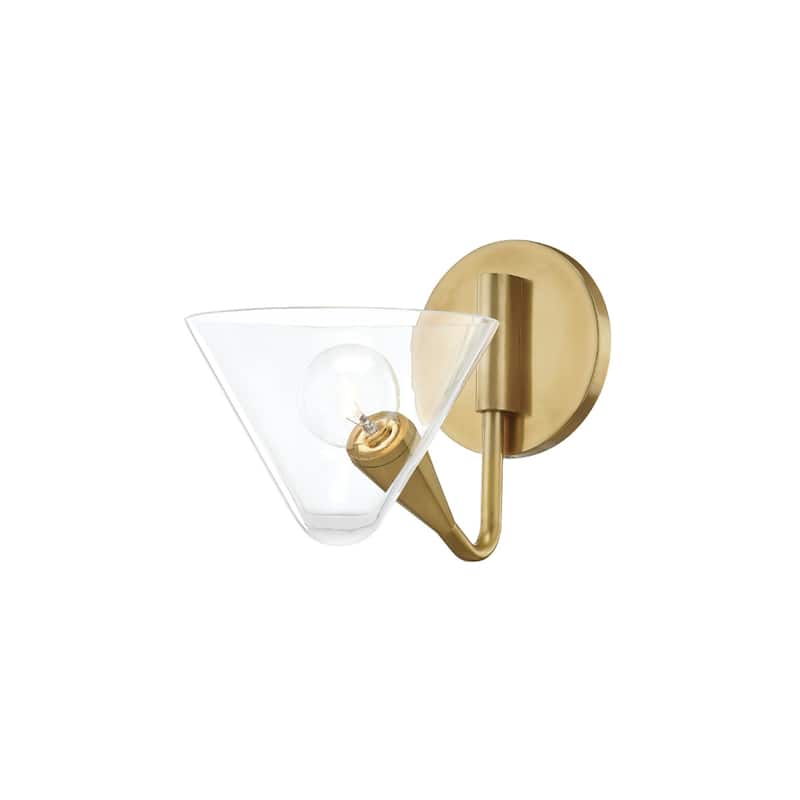 Mitzi by Hudson Valley Isabella 1-light Aged Brass Wall Sconce, Clear Glass