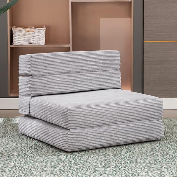 Mixoy Velvet Upholstered Folding Sofa Bed, Convertible Flip Sofa Bed ...