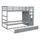 preview thumbnail 6 of 12, Twin Over Twin Bunk Bed with Trundle Bed, Staircase and 4 Storage Drawers, Solid Wood Bunk Beds with Stairs and Guardrail,Grey