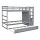 preview thumbnail 6 of 40, Twin Over Twin Bunk Bed with Trundle Bed, Staircase and 4 Storage Drawers, Solid Wood Bunk Beds with Stairs and Guardrail