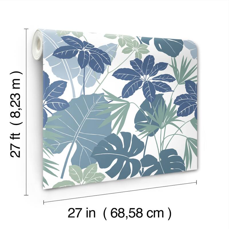 A-Street Prints Medellin Blue Rainforest Floor Wallpaper