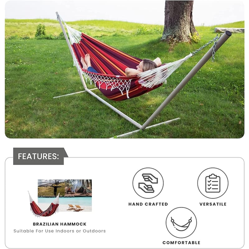 Brazilian Patio Hammock Cotton Outdoor Swing Chair
