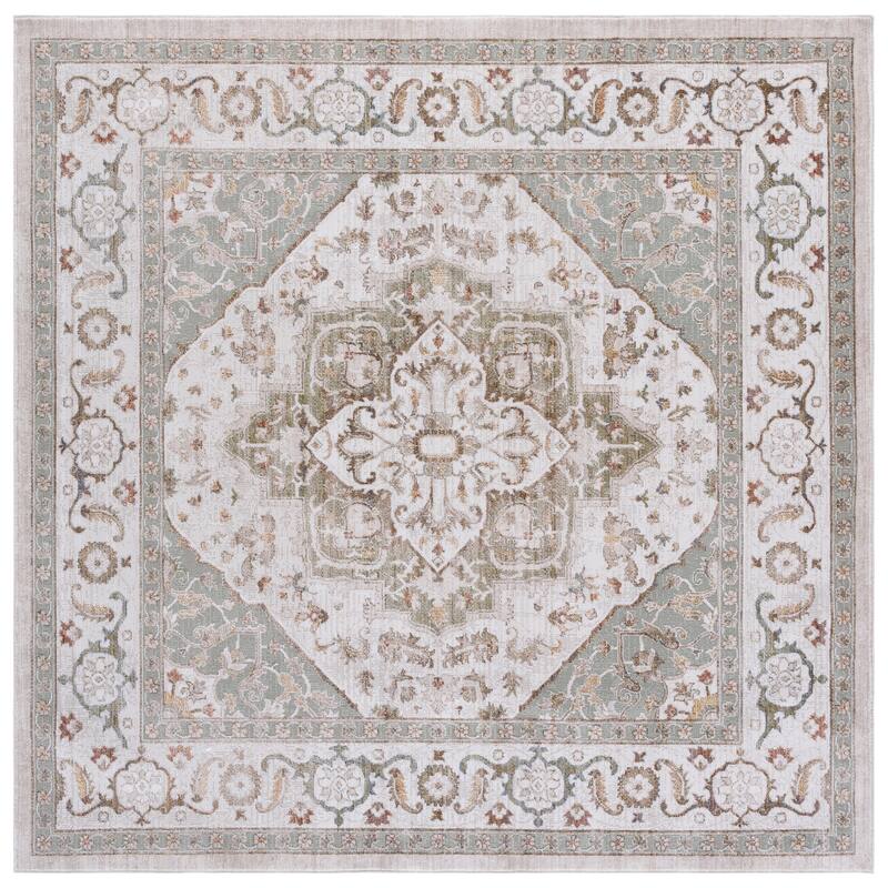 SAFAVIEH Elwood Tulin Traditional Medallion Rug - 6'5" Square - Beige/Olive
