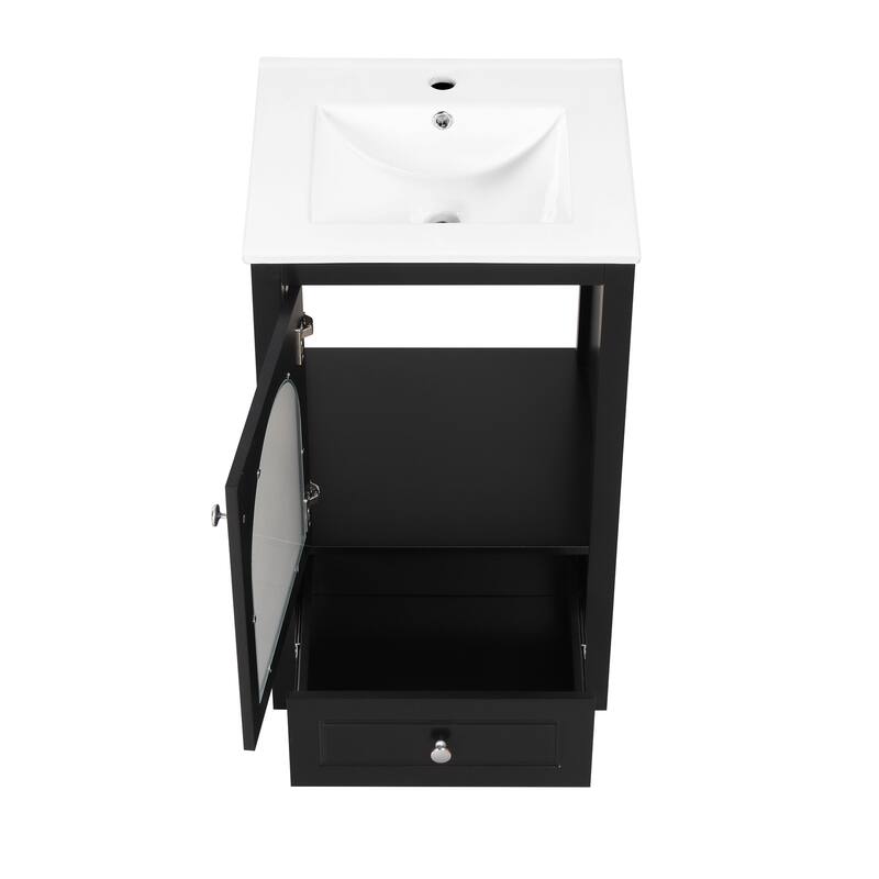 20 inch MDF Bathroom Vanity with Sink, Bathroom Cabinet with Soft Closing Glass Door