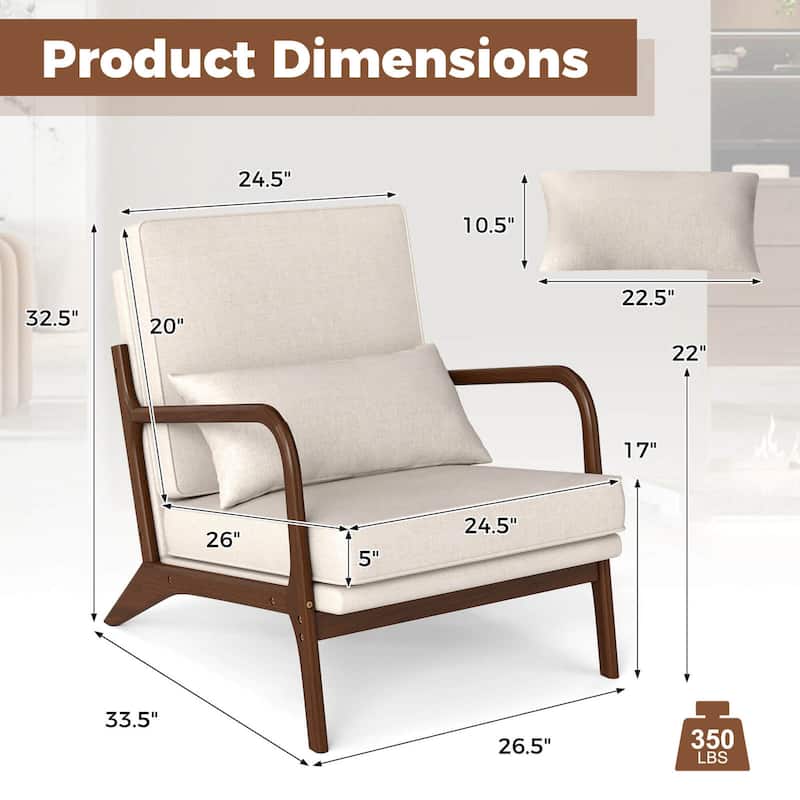 Costway 1/2 PCS Modern Accent Chair Upholstered Leisure Armchair with