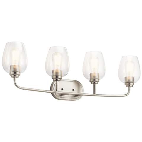 Kichler Valserrano 33.50 inch 4 Light Vanity Light with Clear Seeded Glass in Brushed Nickel
