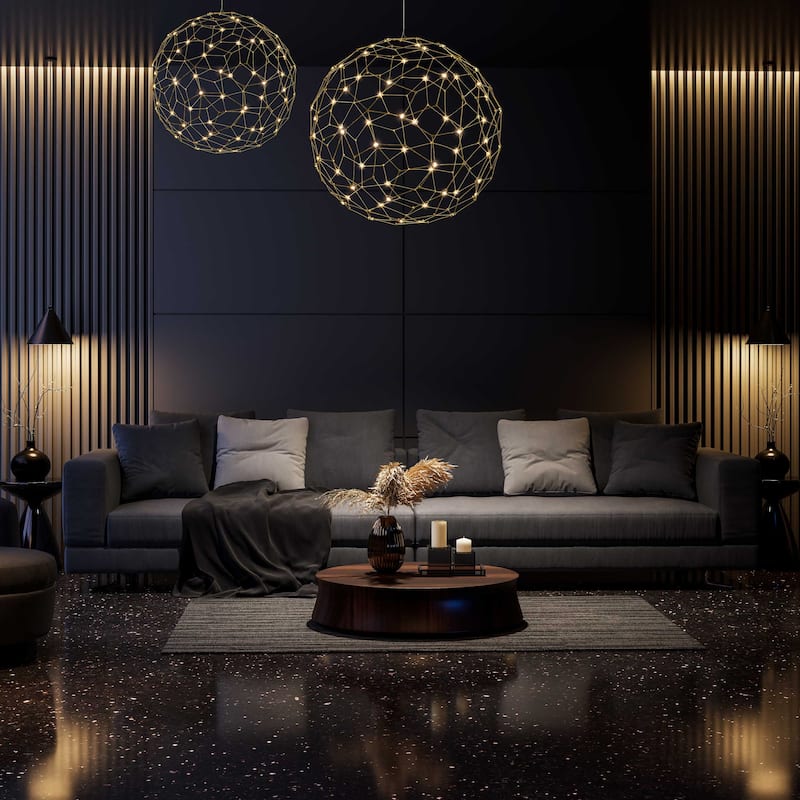 Golden Lighting Spheris Integrated LED 24in Pendant in Natural Brass - Gold