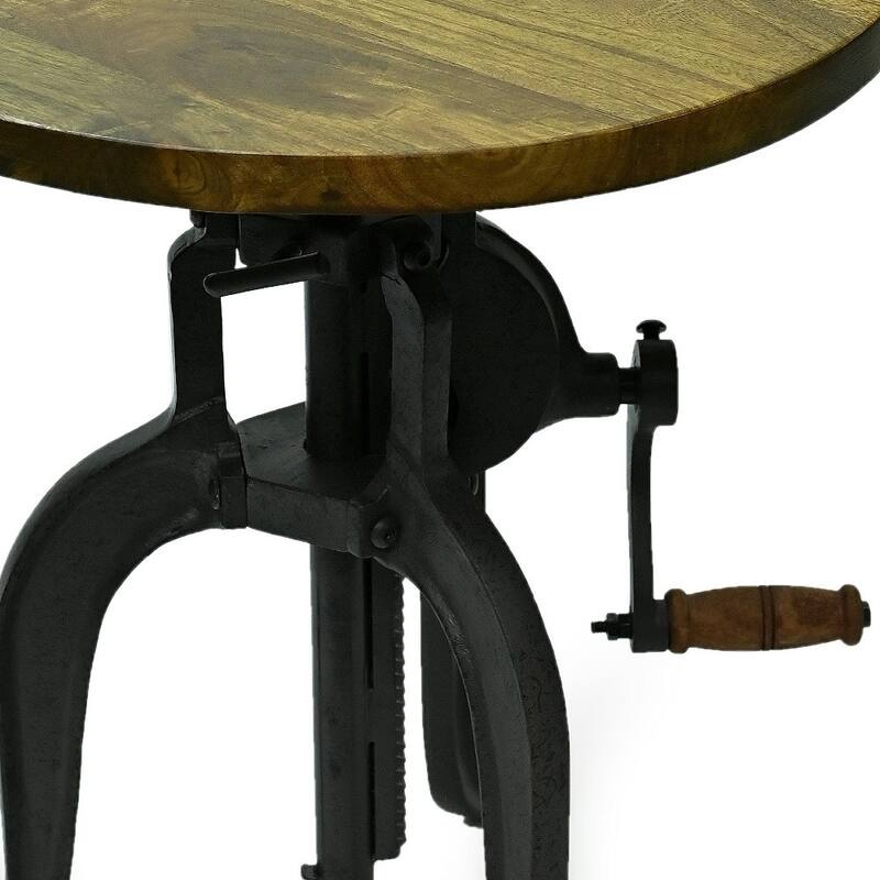HomeRoots 19" Industrial And Oak Solid Wood Round End Table - 18
