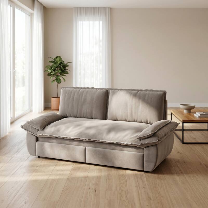 Homy Casa 72'' Queen Pull Out Sofa Bed, 3-in-1 Corduroy Sleeper Couch