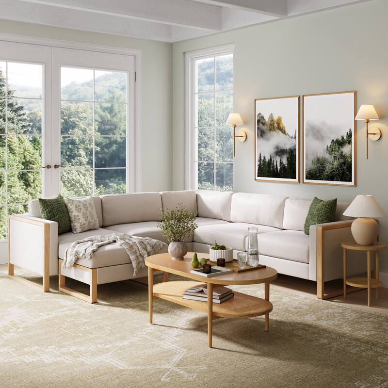 Madison Modern Upholstered Modular Sofa or Couch for Living Room with Solid Wood Legs