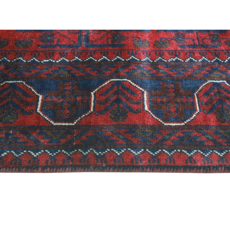 Khamyab Nawar Burgundy/Navy Runner - 2'9" x 12'8"
