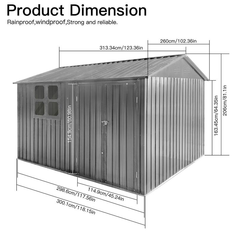 10'x8' Outdoor Metal Storage Shed