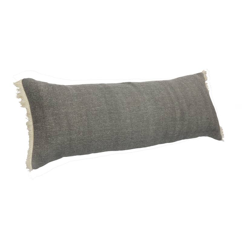 Charcoal Gray Solid Fringed Throw Pillow