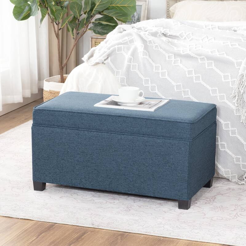 Adeco Linen Storage Ottoman Bench for Entryway or Bedroom