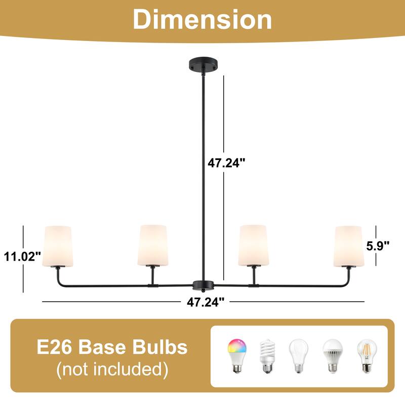 Starsky 4-Light Transitional Linear Pendant Light with Opal Glass Shades