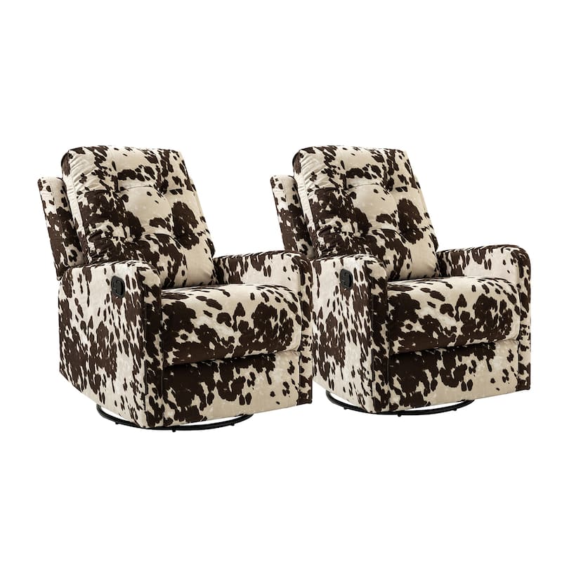 Arlette Floral Manual Swivel Recliner with Tufted Back and Angle Adjustment Button Set of 2