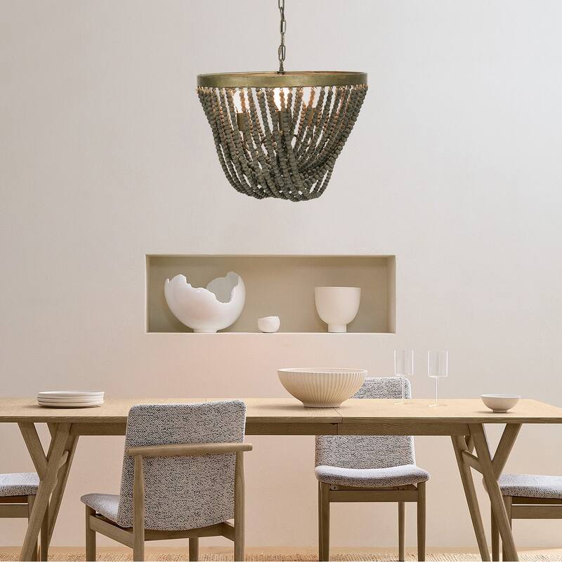 Draped Wood Bead Chandelier