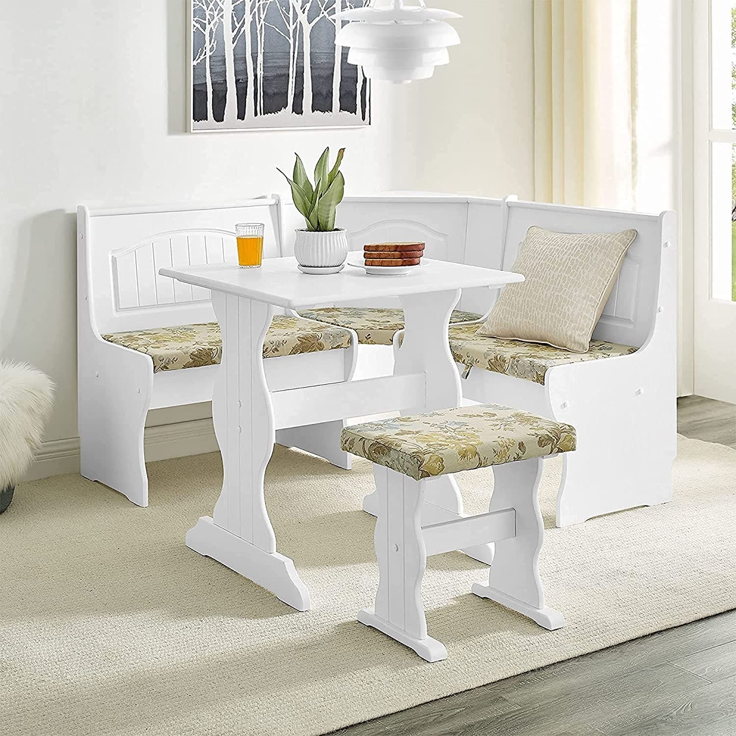 MUSEHOMEINC Modern Design 3 Pieces Solid Wood Breakfast Nook Corner Table Set with Side Bench Hidden Storage Dining Set On Sale Bed Bath Beyond 37256363
