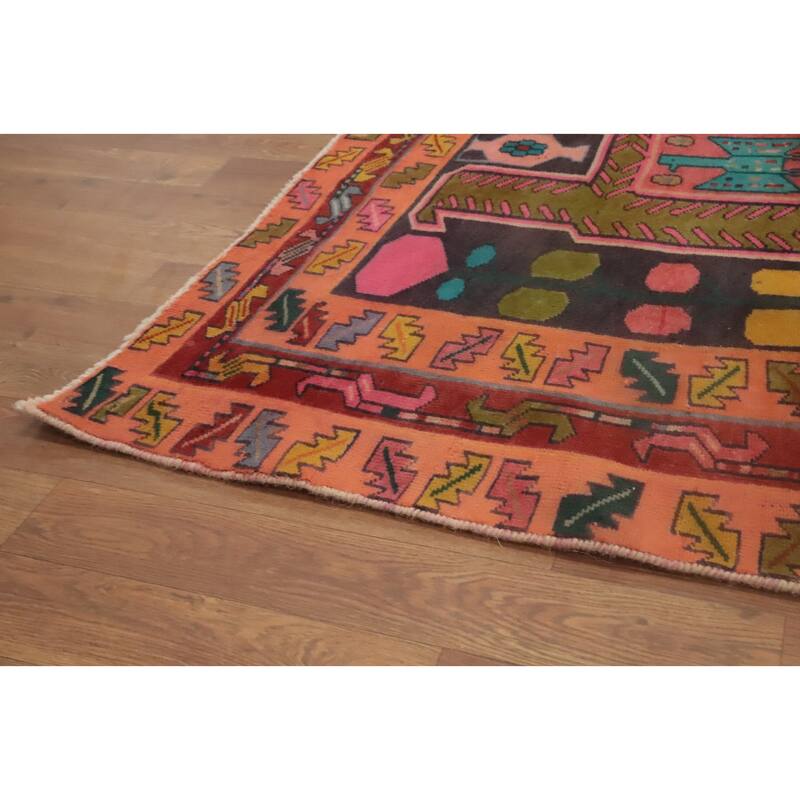 Hand Knotted Oriental 100% Wool Carpet Traditional Tribal Oranges & Rust Meshkin Runner Rug - 10' 9'' X 4' 0''