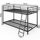 preview thumbnail 11 of 32, Twin Round Pipe Bunk Low Bed Guardrail Angled Ladder Iron Bed USA