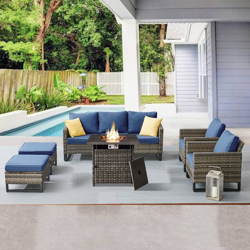 Gymojoy Outdoor Fire Pit Conversation Set, Patio Furniture with Cushions