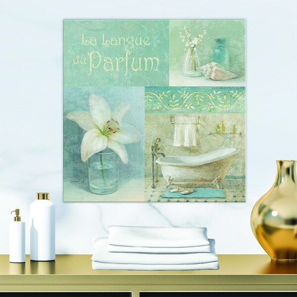 Designart 'Bathroom Lily Parfum Bath Story' Traditional Premium Canvas